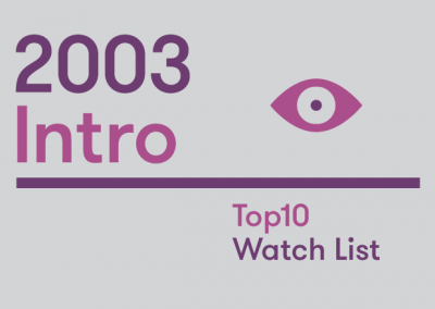Introduction – 2003 Top10 Watch List